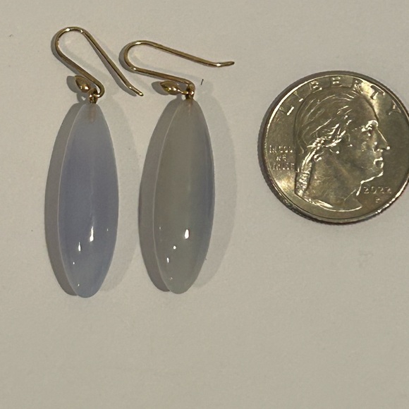Vintage Ted  Muehling 14K Chalcedony Earrings - Picture 3 of 3